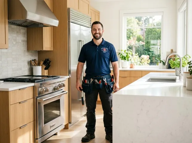 Appliance Repair Hero technician in a Aliquippa, PA kitchen after an appliance repair